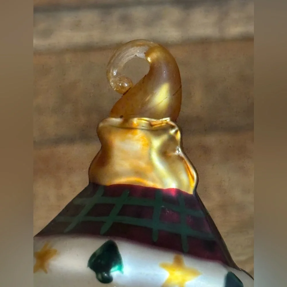 Vintage Santa Claus In Canoe Glass Christmas Tree Ornament Rustic Lake